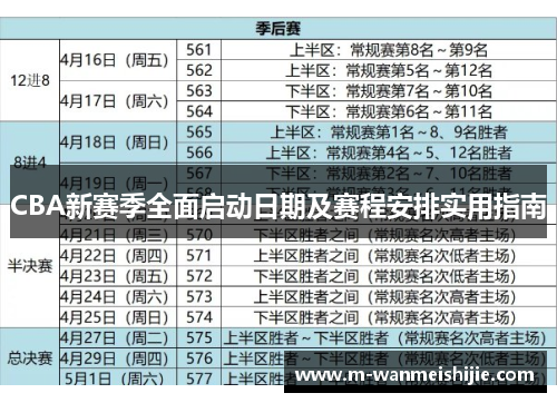 CBA新赛季全面启动日期及赛程安排实用指南